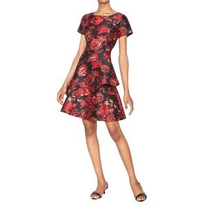 New Shani Women's Jacquard Boat Neck Tiered Dress size 16 Fit and‎ Flare Regency